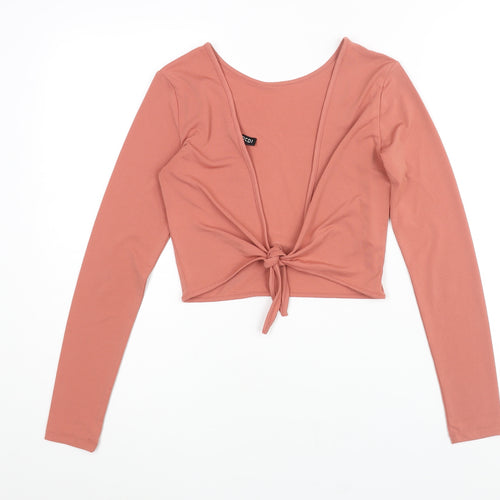Divided Womens Pink Polyester Cropped Blouse Size XS Round Neck - Backless