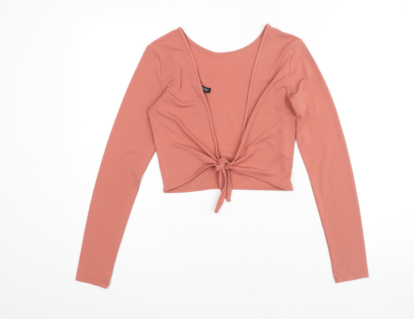Divided Womens Pink Polyester Cropped Blouse Size XS Round Neck - Backless