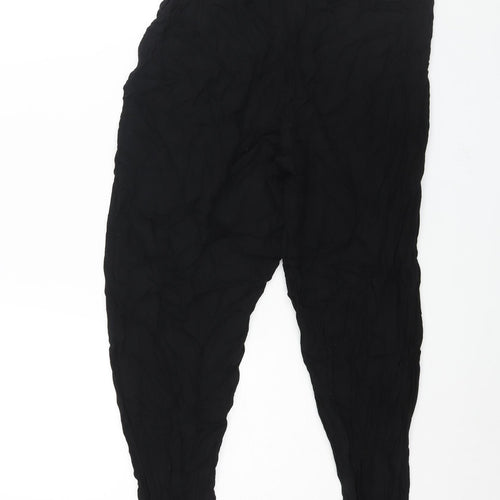 Divided by H&M Womens Black Viscose Trousers Size 12 L26 in Regular Drawstring