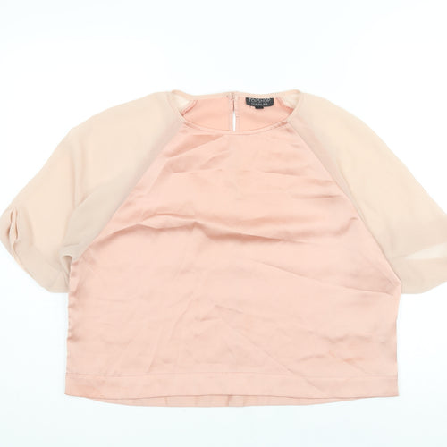 Topshop Womens Pink Polyester Basic Blouse Size 10 Round Neck