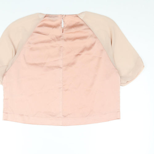 Topshop Womens Pink Polyester Basic Blouse Size 10 Round Neck