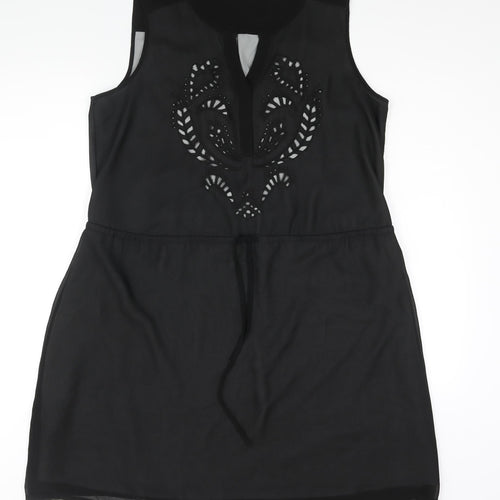 NEXT Womens Black Polyester Shift Size 18 V-Neck Pullover - Drawstring Waist Cut Out Detail