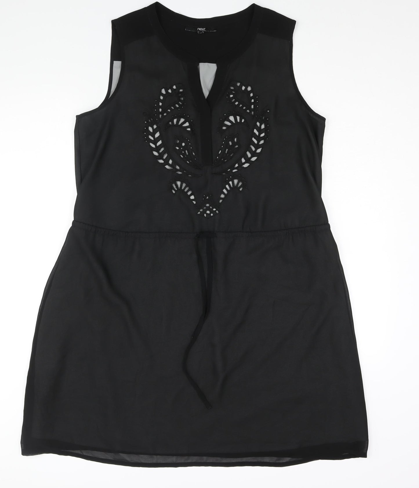 NEXT Womens Black Polyester Shift Size 18 V-Neck Pullover - Drawstring Waist Cut Out Detail