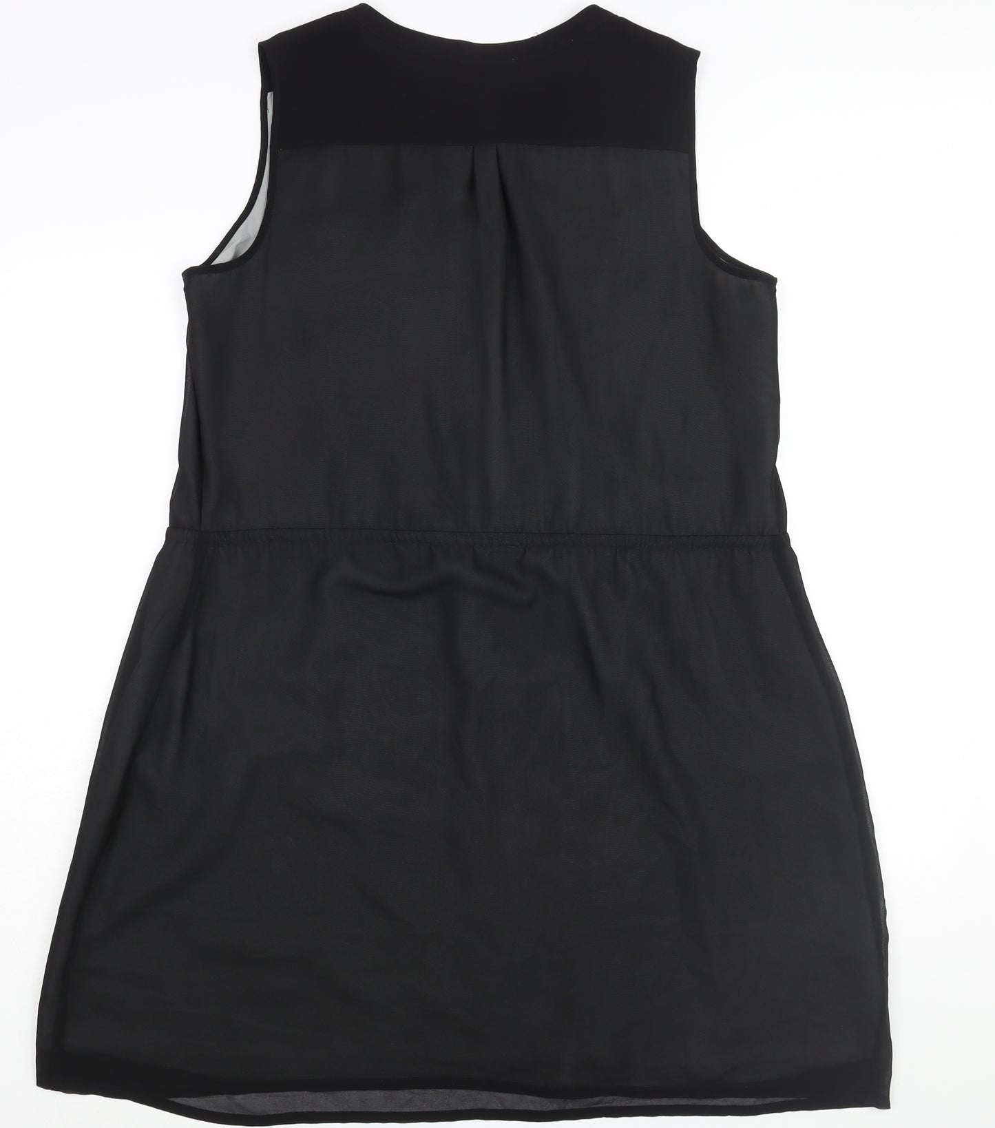 NEXT Womens Black Polyester Shift Size 18 V-Neck Pullover - Drawstring Waist Cut Out Detail
