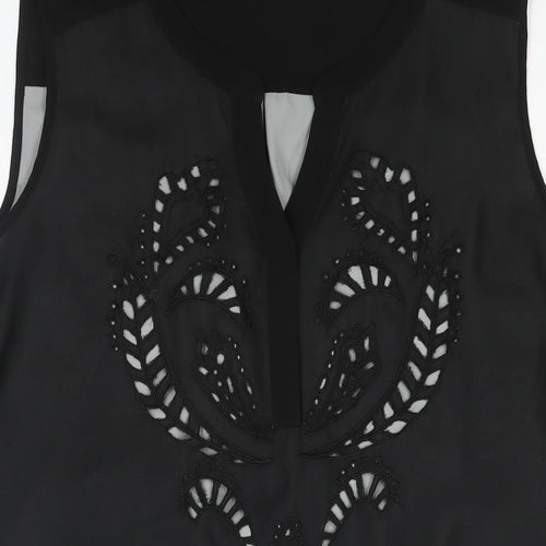 NEXT Womens Black Polyester Shift Size 18 V-Neck Pullover - Drawstring Waist Cut Out Detail