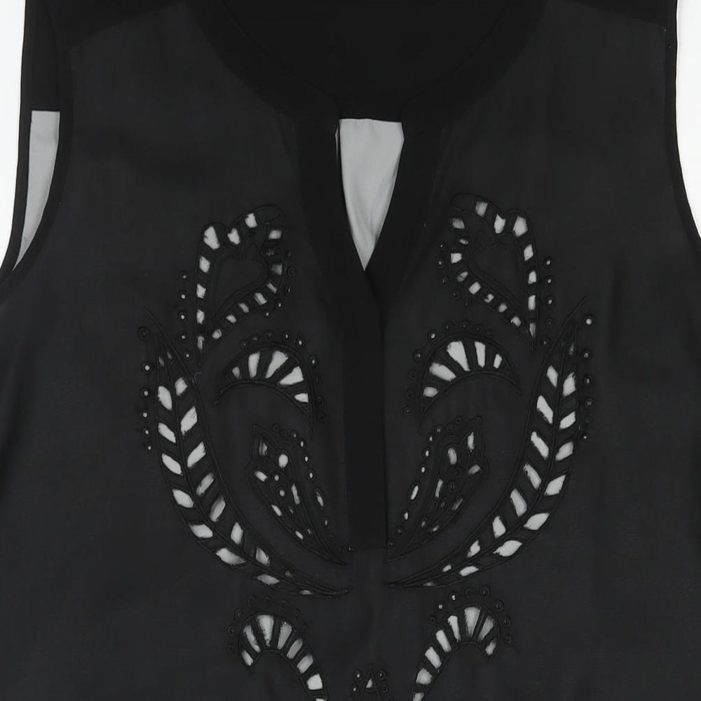 NEXT Womens Black Polyester Shift Size 18 V-Neck Pullover - Drawstring Waist Cut Out Detail