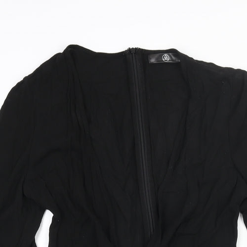 Missguided Womens Black Polyester Playsuit One-Piece Size 6 Zip - Tie Detail