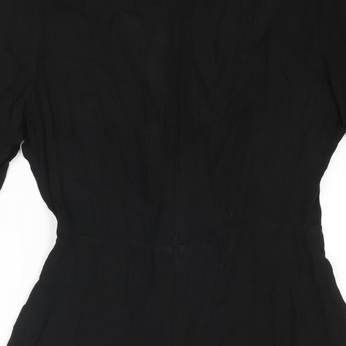 Missguided Womens Black Polyester Playsuit One-Piece Size 6 Zip - Tie Detail