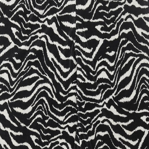 Zara Womens Black Geometric Polyester Trousers Size S L32 in Regular - Plisse