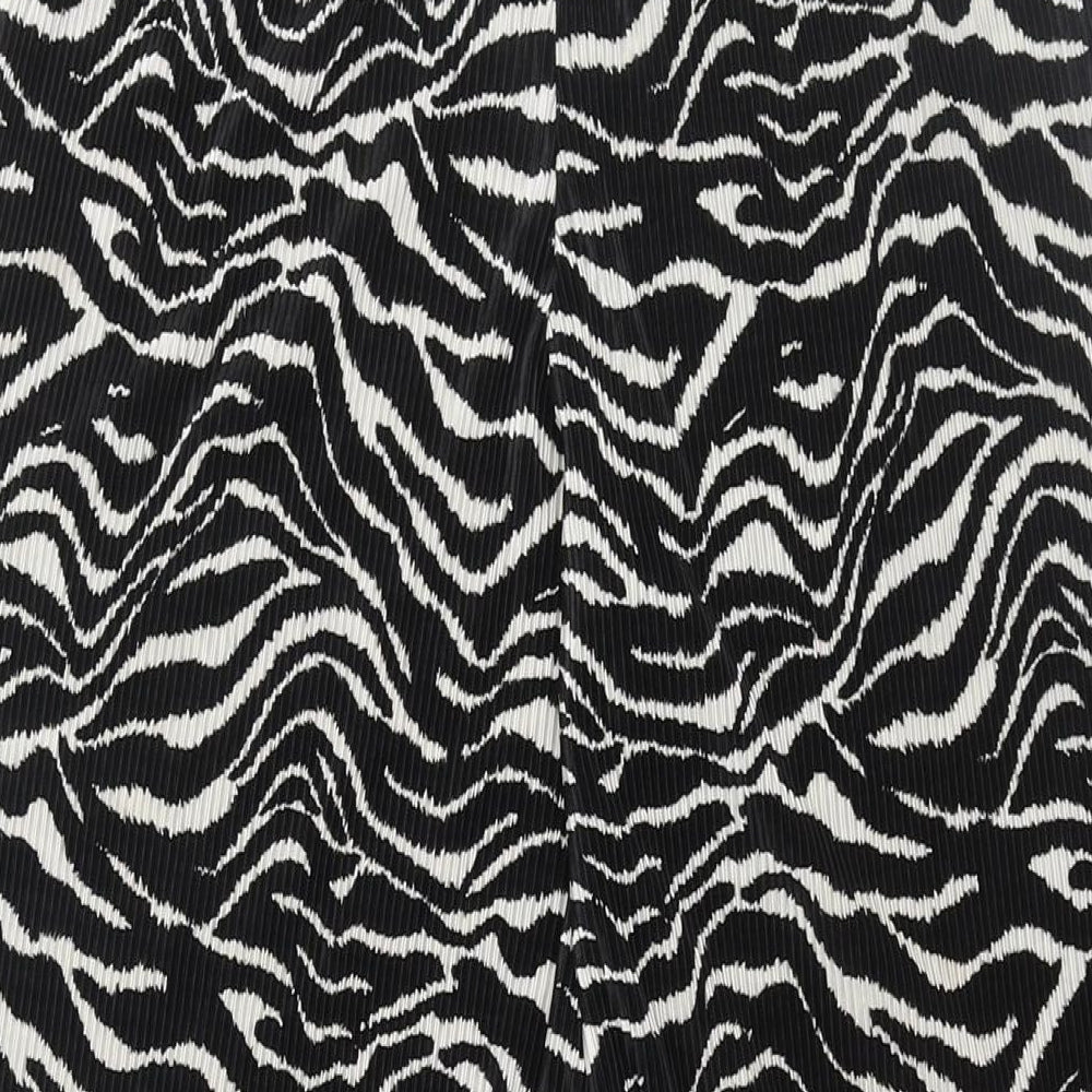 Zara Womens Black Geometric Polyester Trousers Size S L32 in Regular - Plisse