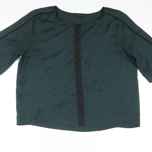 River Island Womens Green Polyester Basic Blouse Size 10 Round Neck