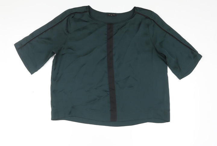 River Island Womens Green Polyester Basic Blouse Size 10 Round Neck
