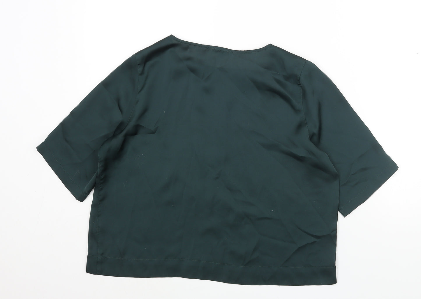 River Island Womens Green Polyester Basic Blouse Size 10 Round Neck