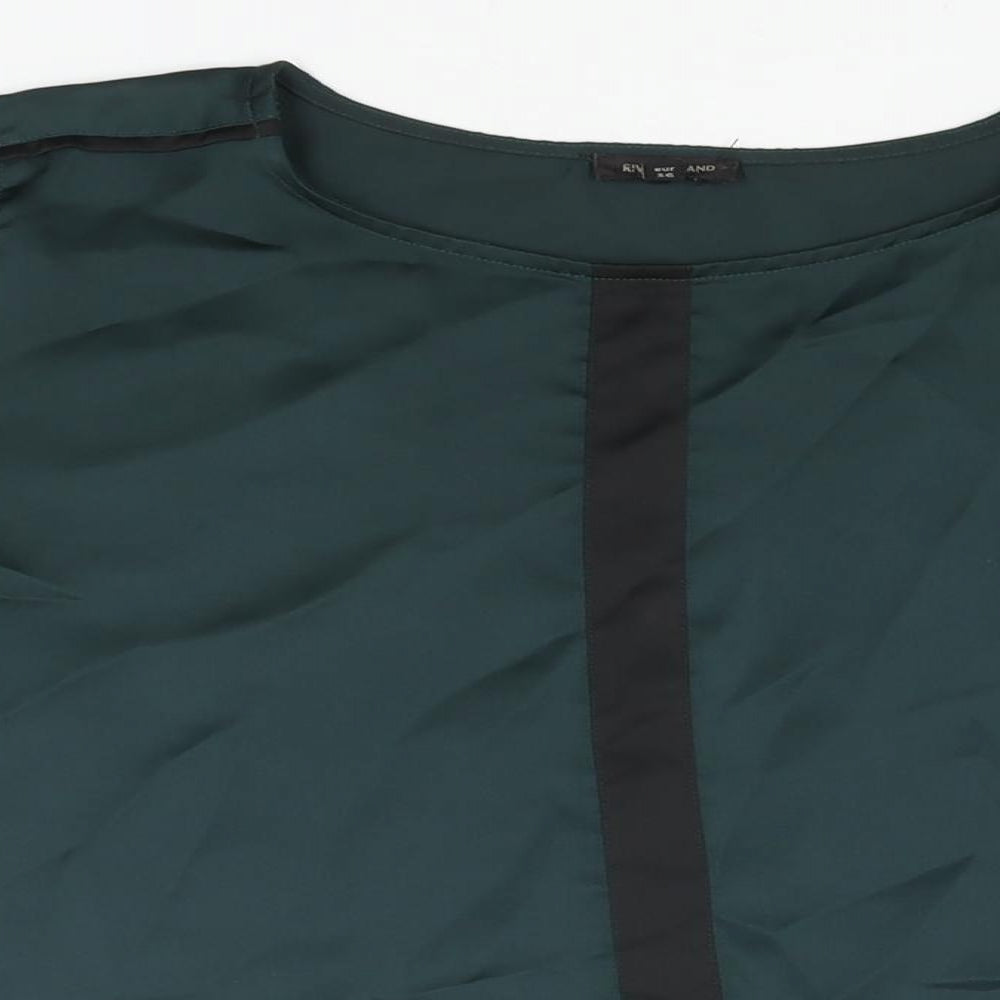 River Island Womens Green Polyester Basic Blouse Size 10 Round Neck