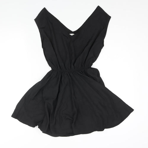 Kling Womens Black Polyester Mini Size 6 V-Neck Pullover
