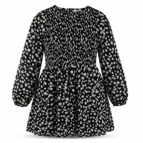ASOS Womens Black Floral Polyester A-Line Size 8 Round Neck Zip - Rouched Bodice