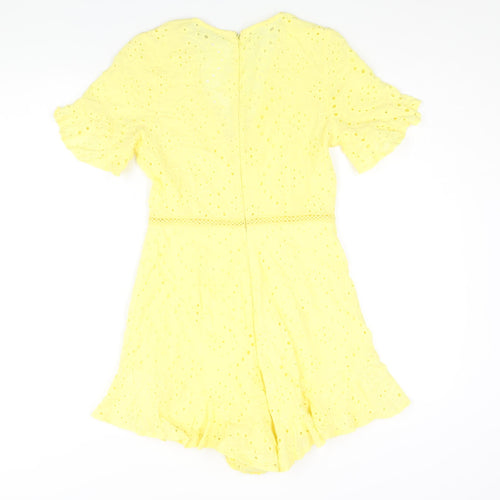 Allyson Womens Yellow Polyester Playsuit One-Piece Size S Zip - Frill