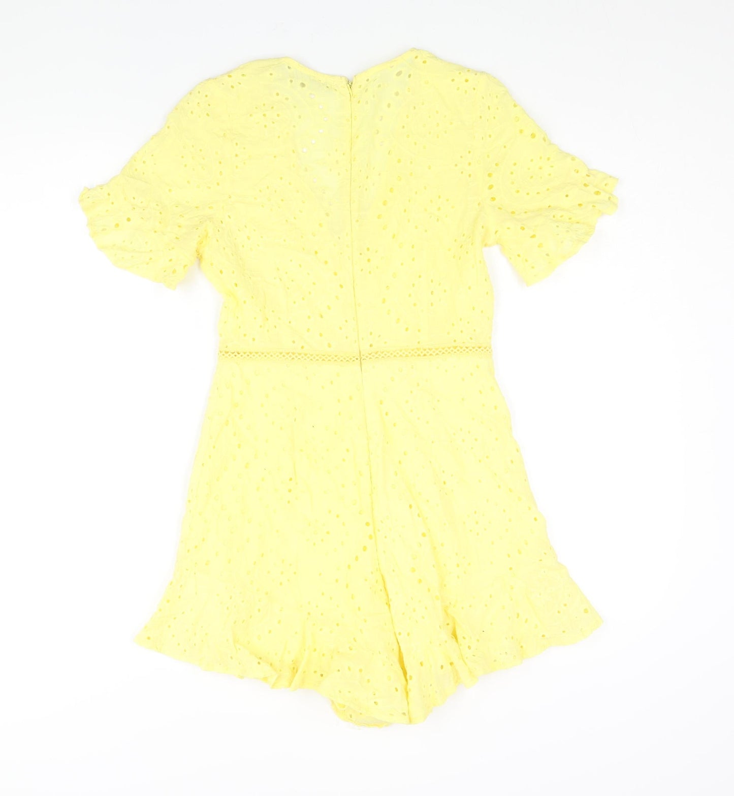 Allyson Womens Yellow Polyester Playsuit One-Piece Size S Zip - Frill