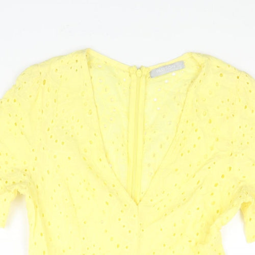 Allyson Womens Yellow Polyester Playsuit One-Piece Size S Zip - Frill