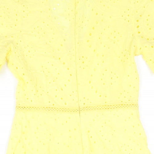 Allyson Womens Yellow Polyester Playsuit One-Piece Size S Zip - Frill