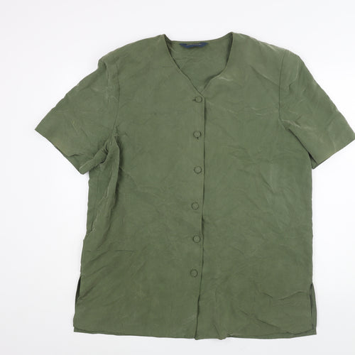 Debenhams Womens Green Modal Basic Blouse Size 18 V-Neck - Shoulder Pads
