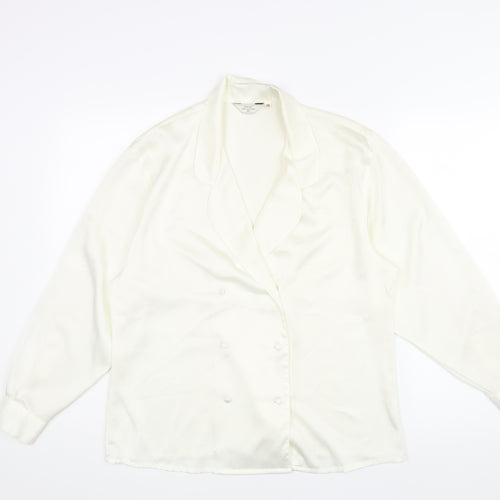 NEXT Womens Ivory Polyester Basic Blouse Size 12 Collared