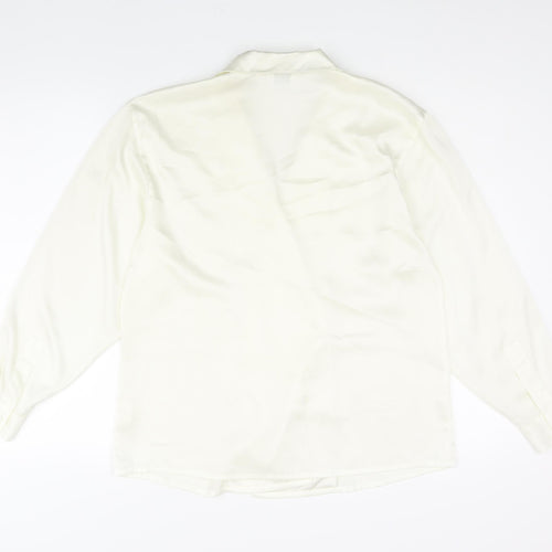 NEXT Womens Ivory Polyester Basic Blouse Size 12 Collared