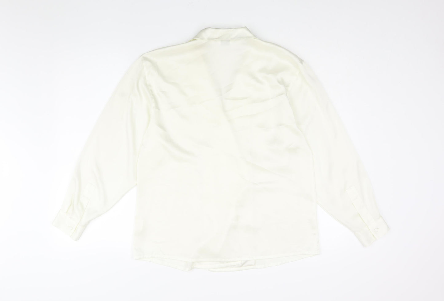 NEXT Womens Ivory Polyester Basic Blouse Size 12 Collared