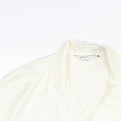 NEXT Womens Ivory Polyester Basic Blouse Size 12 Collared