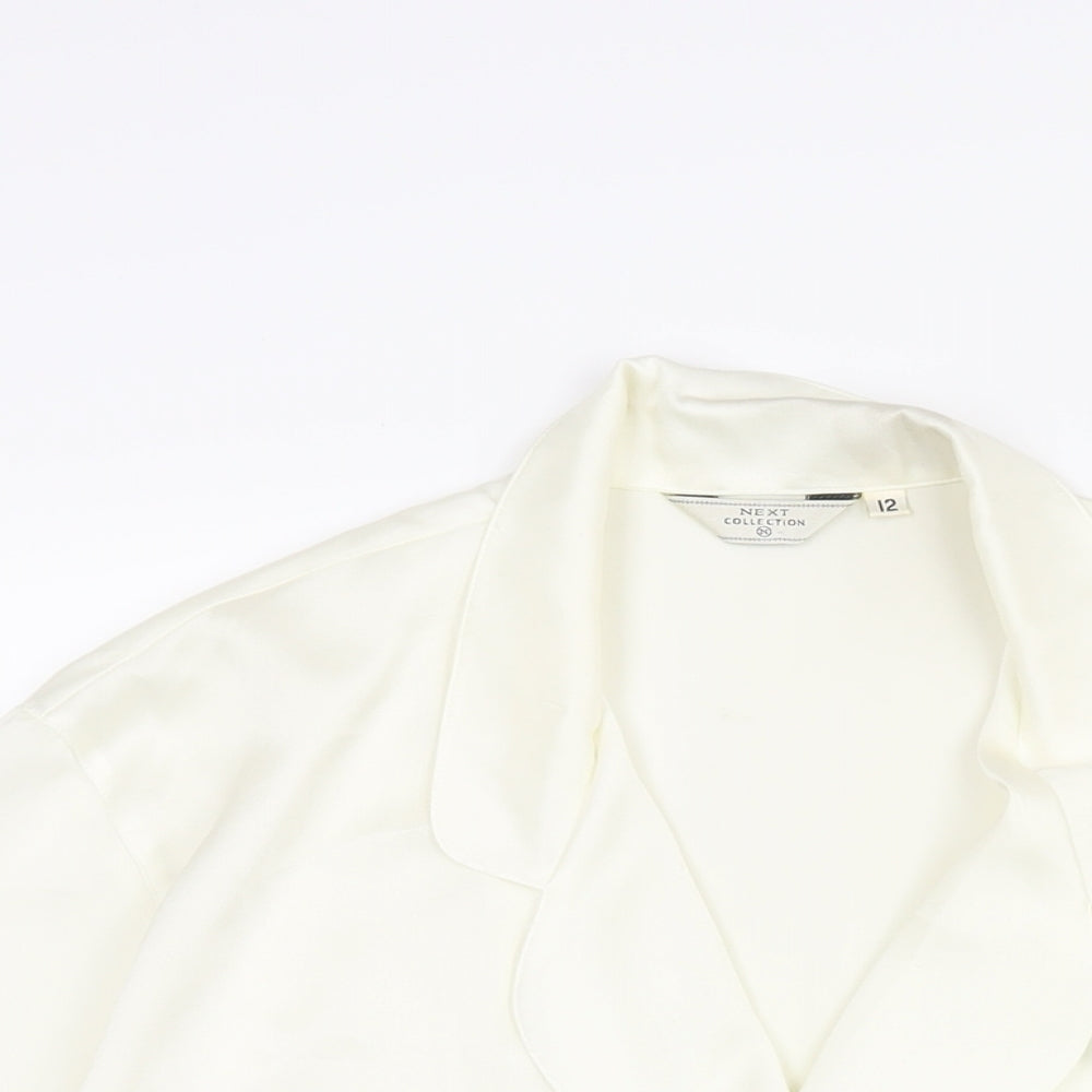 NEXT Womens Ivory Polyester Basic Blouse Size 12 Collared