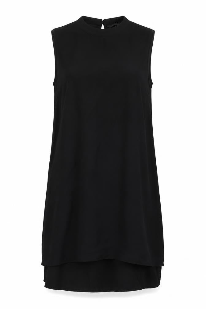 Marks and Spencer Womens Black Viscose Tunic Blouse Size 10 Mock Neck - Side Slits