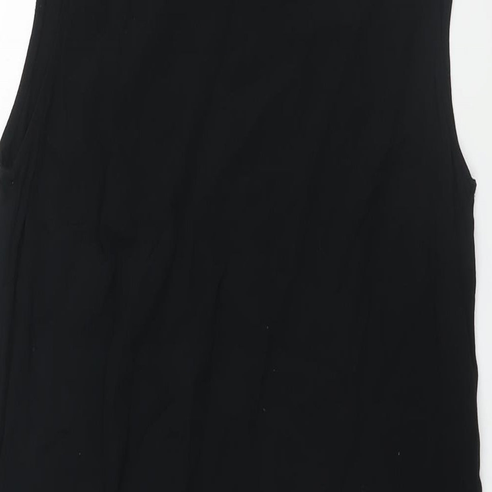 Marks and Spencer Womens Black Viscose Tunic Blouse Size 10 Mock Neck - Side Slits