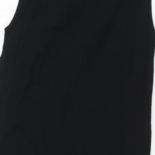 Marks and Spencer Womens Black Viscose Tunic Blouse Size 10 Mock Neck - Side Slits