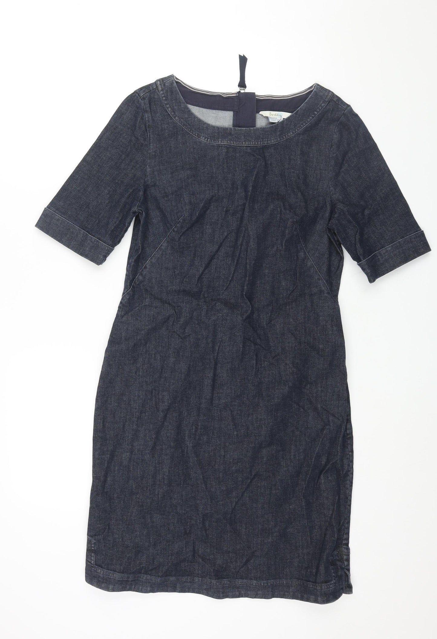 Boden Womens Blue Cotton Shift Size 12 Round Neck Zip