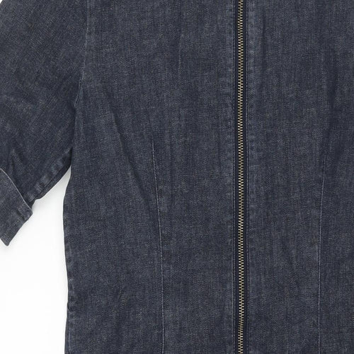 Boden Womens Blue Cotton Shift Size 12 Round Neck Zip