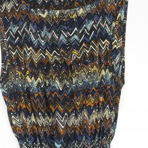Yumi Womens Multicoloured Geometric Polyester Mini Size 8 Boat Neck Pullover