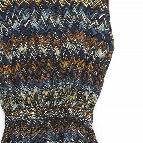 Yumi Womens Multicoloured Geometric Polyester Mini Size 8 Boat Neck Pullover