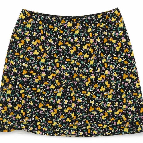 ASOS Womens Multicoloured Floral Viscose A-Line Skirt Size 4 - Elasticated Waist