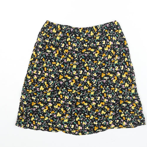 ASOS Womens Multicoloured Floral Viscose A-Line Skirt Size 4 - Elasticated Waist