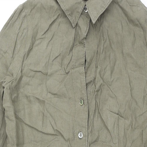 Jigsaw Womens Green Linen Shirt Dress Size 10 Collared Button