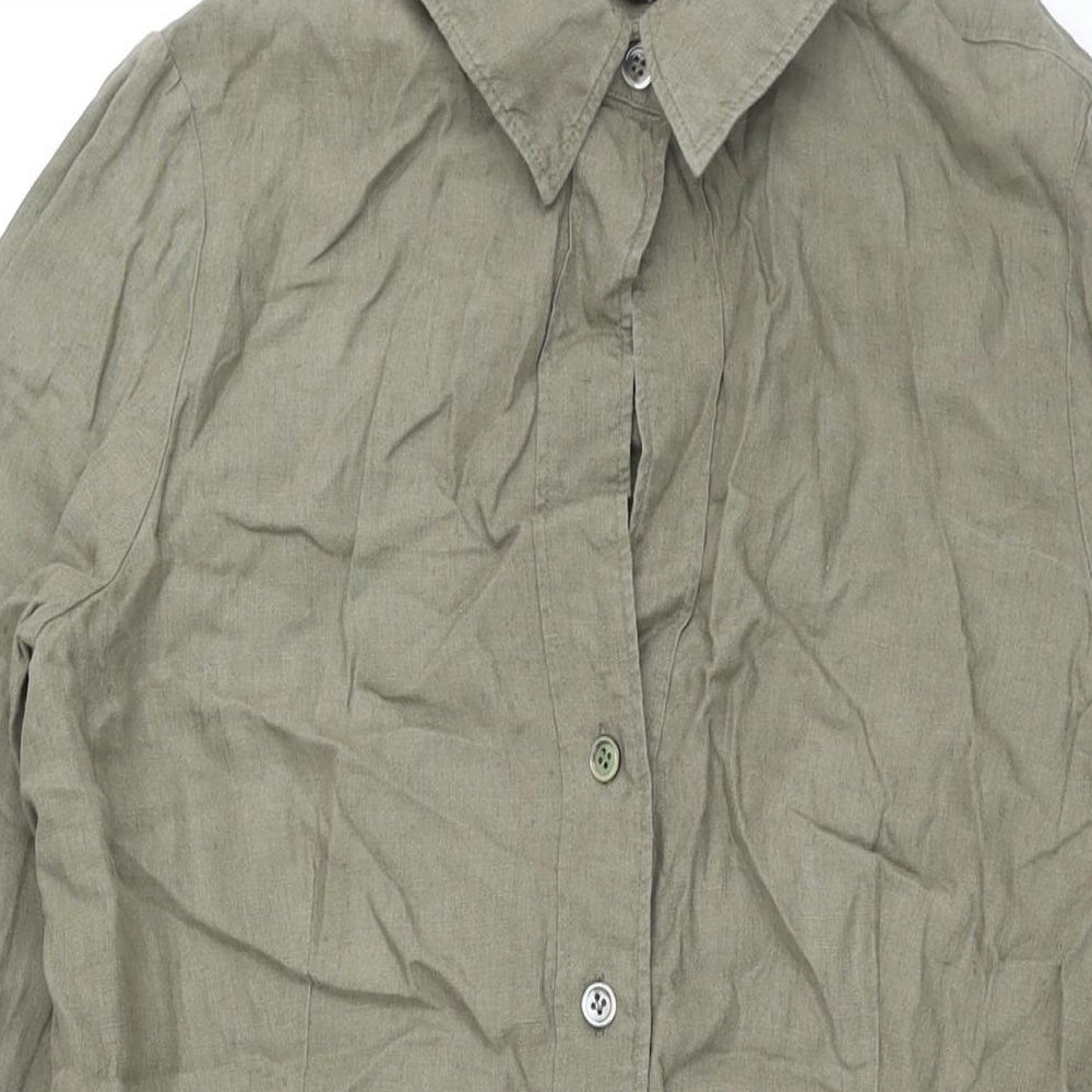 Jigsaw Womens Green Linen Shirt Dress Size 10 Collared Button