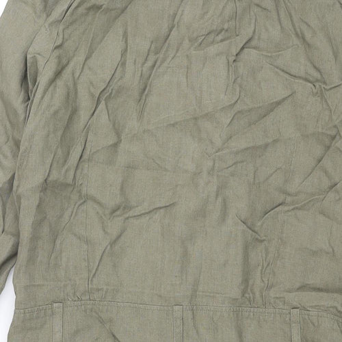 Jigsaw Womens Green Linen Shirt Dress Size 10 Collared Button
