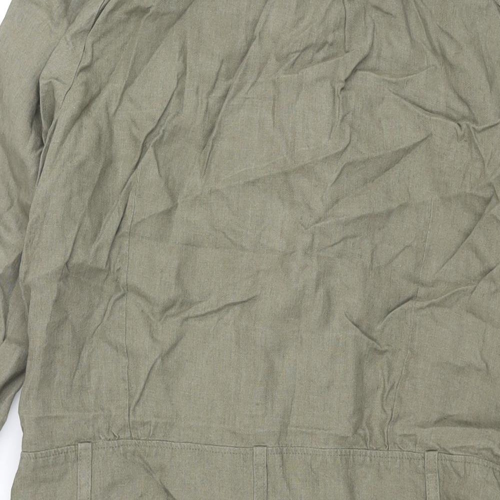 Jigsaw Womens Green Linen Shirt Dress Size 10 Collared Button