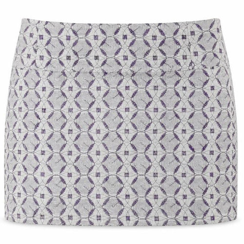 Pringle of Scotland Womens Grey Geometric Linen Mini Skirt Size 6 Zip - Embroidered