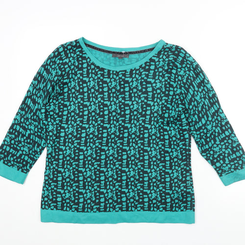 Marks and Spencer Womens Blue Round Neck Geometric Acrylic Pullover Jumper Size 12