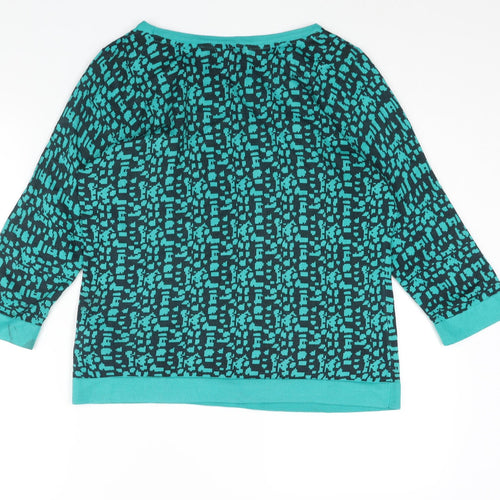 Marks and Spencer Womens Blue Round Neck Geometric Acrylic Pullover Jumper Size 12