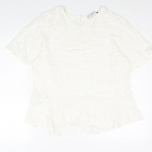NEXT Womens Ivory Viscose Basic Blouse Size 16 Round Neck - Peplum