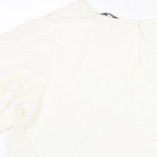 NEXT Womens Ivory Viscose Basic Blouse Size 16 Round Neck - Peplum