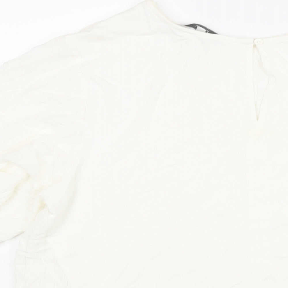 NEXT Womens Ivory Viscose Basic Blouse Size 16 Round Neck - Peplum