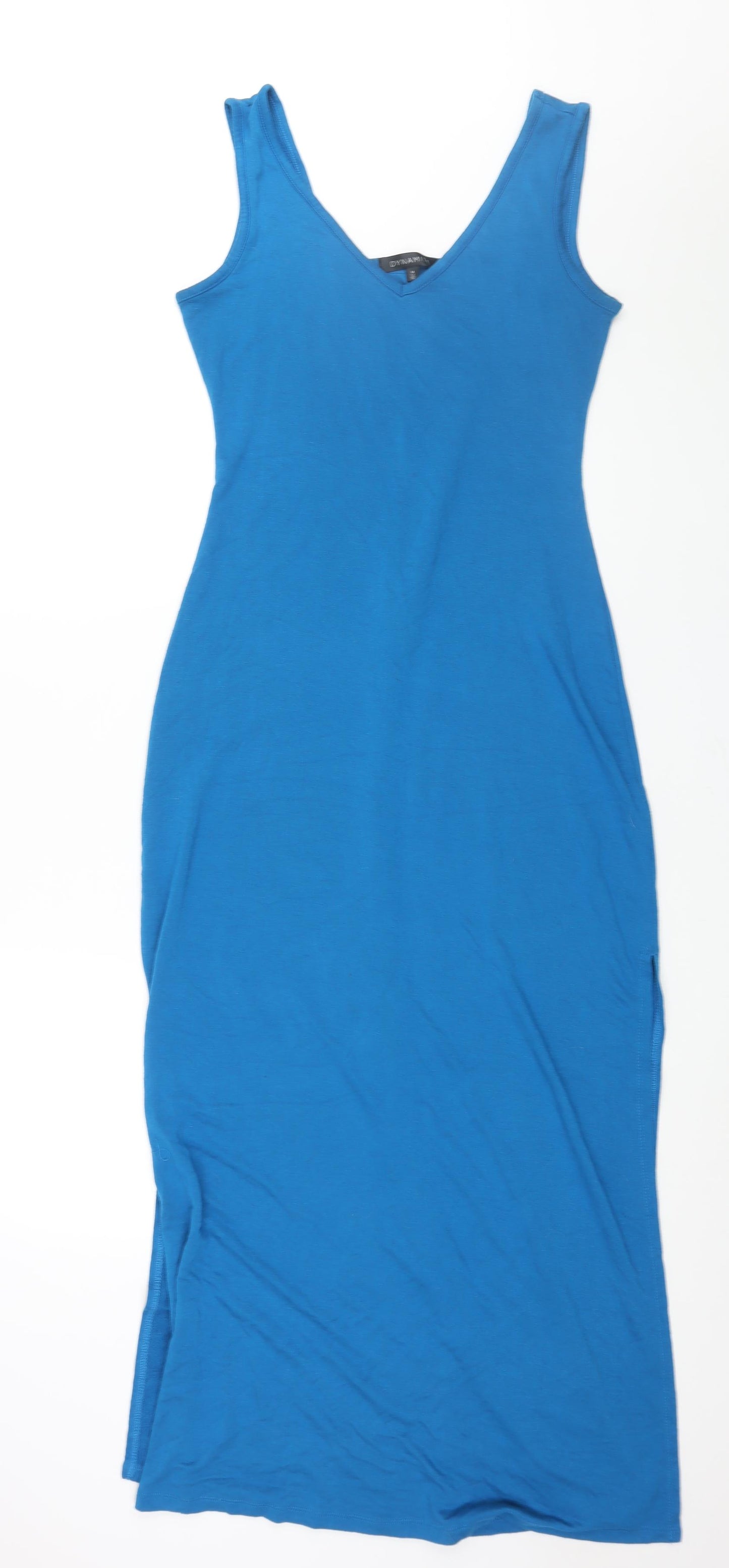 Dynamite Womens Blue Polyester Maxi Size M V-Neck Pullover - Side Slits
